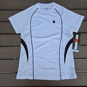 Ironman Women's Jersey Top Logo White Black Short Sleeve Crew Neck sz: XS New